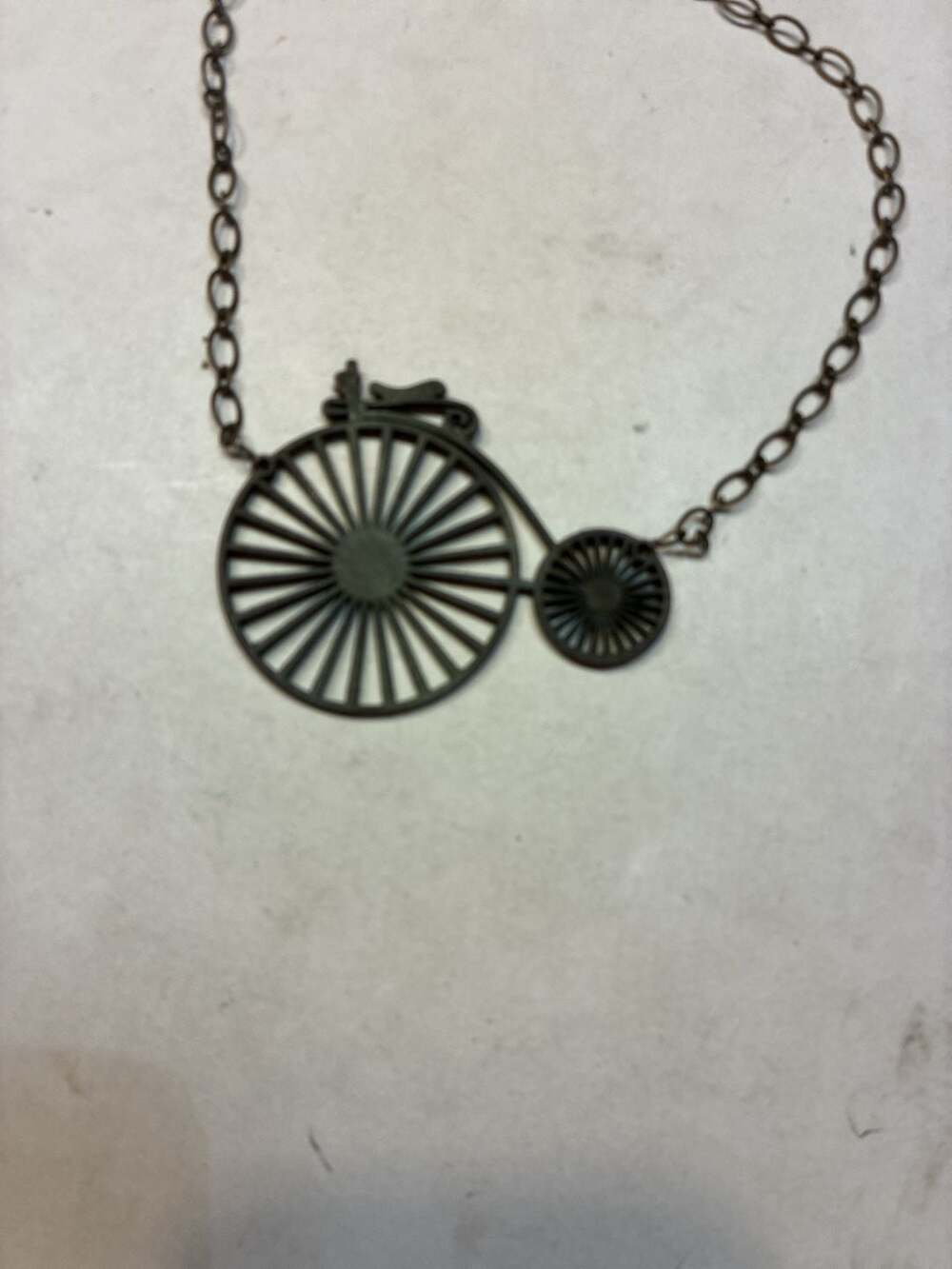 Antique Bronze Penny Farthing Bicycle Pendant Necklace - Picture 4 of 12